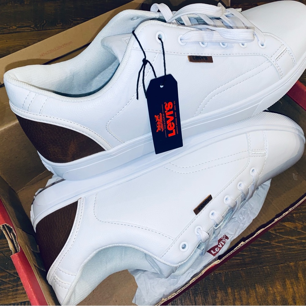 Levi's Mens Jeffrey Tumbled UL Casual Sneaker Shoe, White/Tan, 13 Mens New Box